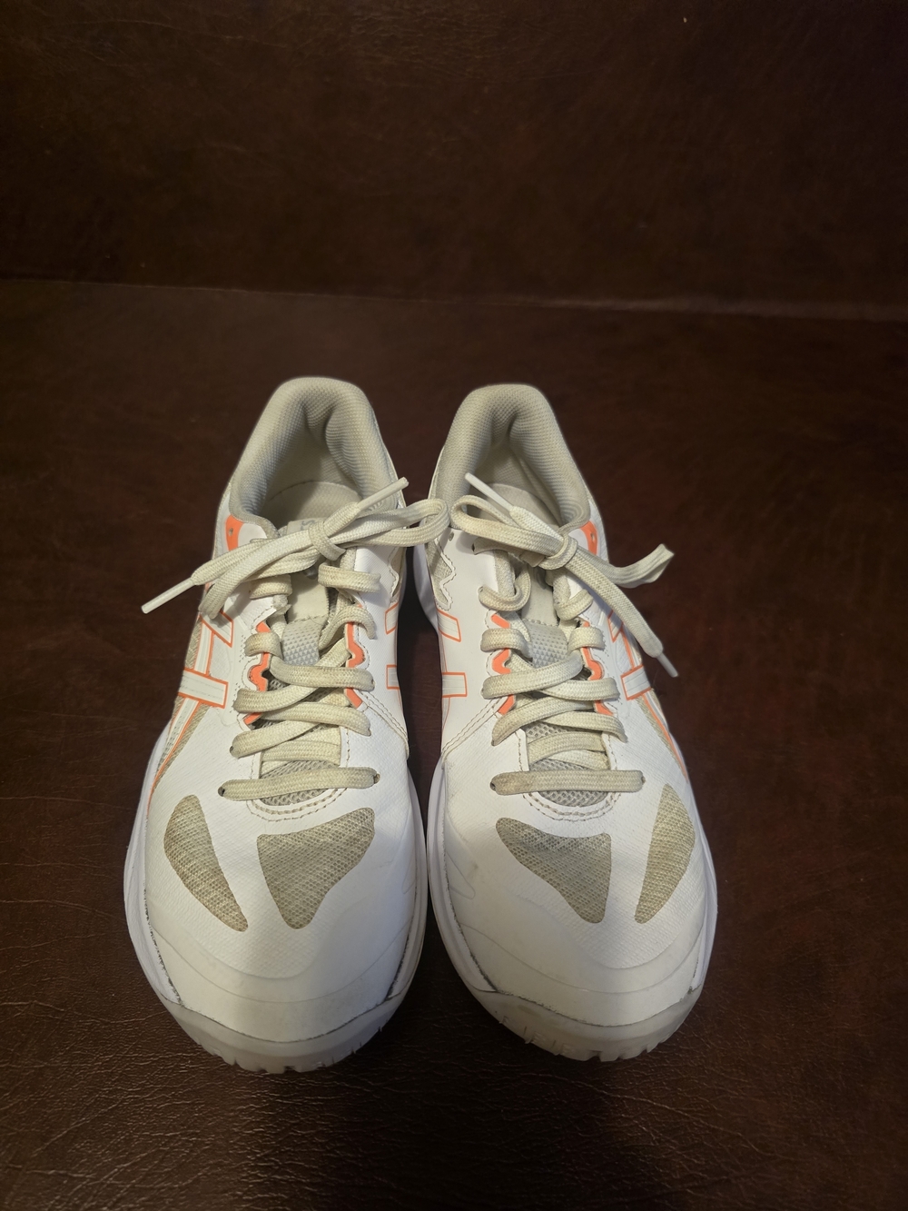 Asics White Athletic Shoes with Orange Accents